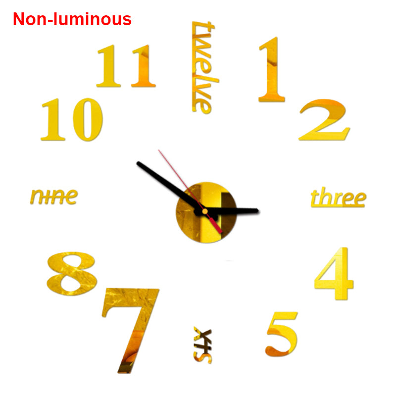 reloj de pared Luminous Wall Clock DIY Quartz Watch Clocks Acrylic Mirror