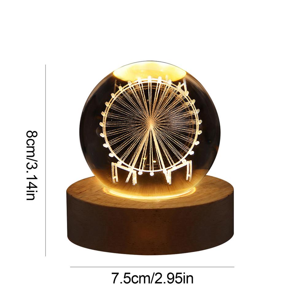 Crystal ball 6cm 3D Crystal Planet Night Light Laser Engraved Solar System Globe Advanced Decoration