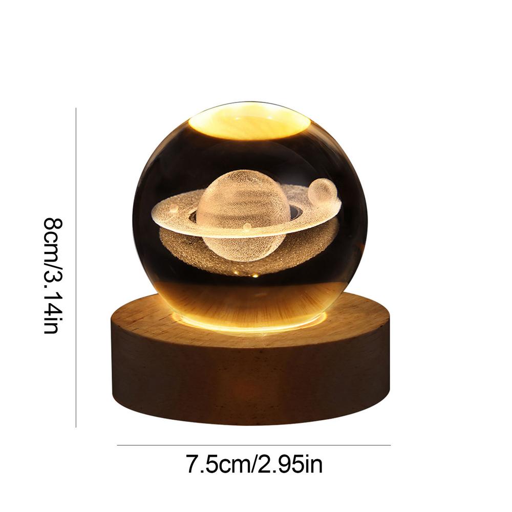 Crystal ball 6cm 3D Crystal Planet Night Light Laser Engraved Solar System Globe Advanced Decoration