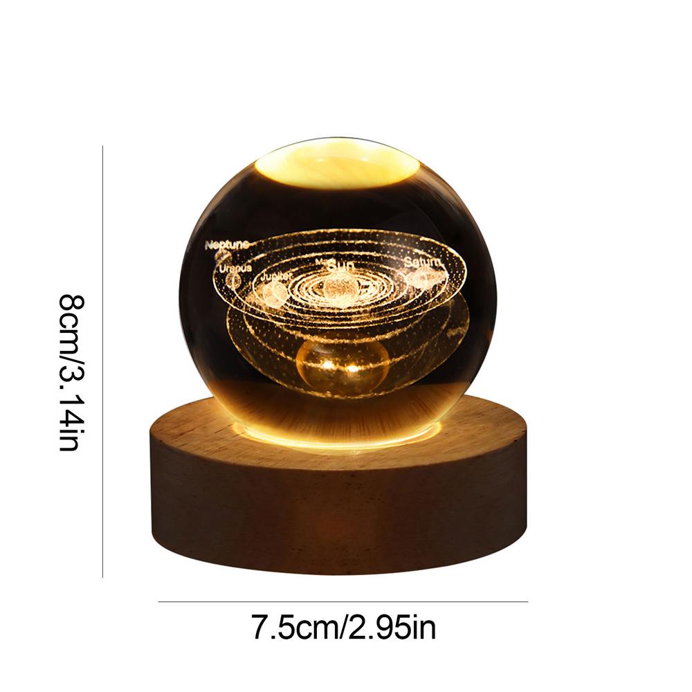 Crystal ball 6cm 3D Crystal Planet Night Light Laser Engraved Solar System Globe Advanced Decoration