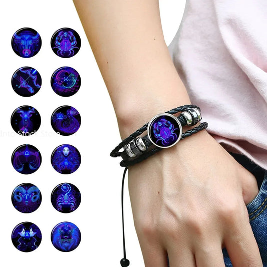 Zodiac Charm Leather Bracelet Gift Your Friend or Relative