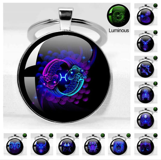 Zodiac Glow Keychain Charm