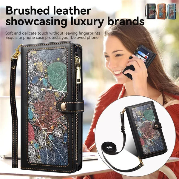 Compact Leather Crossbody Phone Wallet